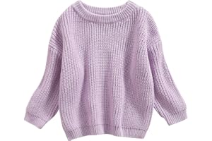 Pivanzore Baby Girl Boy Toddler Knit Sweater Cute Round Neck Long Sleeve Blouse Pullover Oversized Sweatshirt Warm Kids Tops
