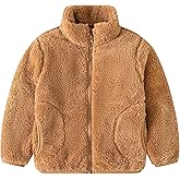 AIWUHE Toddler Girls Boys Fleece Jacket Kids Polar Fleece Zipper Jacket Soft Fall Winter Warm Outerwear With Pockets 2-8Y