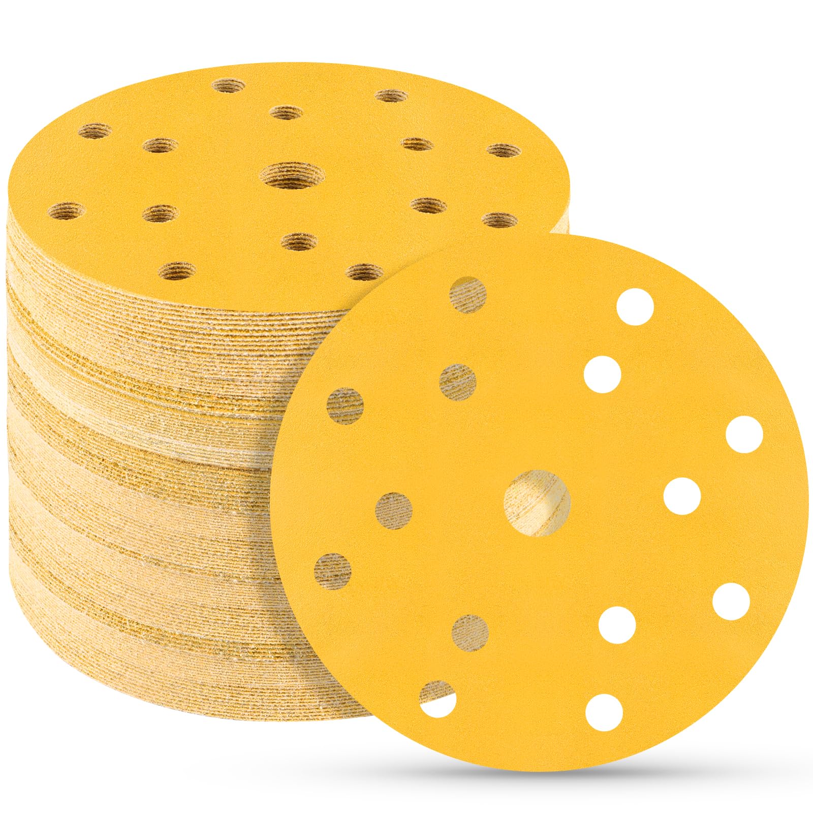 STEBRUAM 50pcs 150mm Sanding Discs,320 Grit 6 inch 15 Holes Hook and Loop Sanding Pads for Random Orbital Sander Pads and All Oscillating Tools
