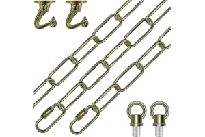Omytie 15 Ft Heavy Duty Hanging Chain Kit with Connection Locks & Swag Ceiling Hooks for Lighting Fixture, Chandelier, Pendant, Lantern, Swag Lamp, Plant/Flower/Fruit Basket, Bird Feeder (Bronze)
