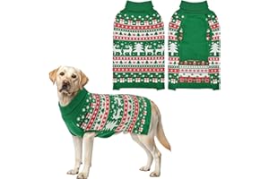 CooShou Christmas Dog Sweater with Reindeer Snowflake Patterns Christmas Dog Turtleneck Sweater Pullover Xmas Pet Knitted Shirt Outfit Xmas Tree Pet Clothes Costume for Small Medium Large Dogs 3XL