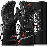 WASOTO Heated Gloves for Men Women,7.4V Battery 22.2WH Rechargeable Electric Heated Leather Gloves for Winter Outdoor Work Motorcycle Riding Skiing Snowboarding Hiking Camping Raynaud