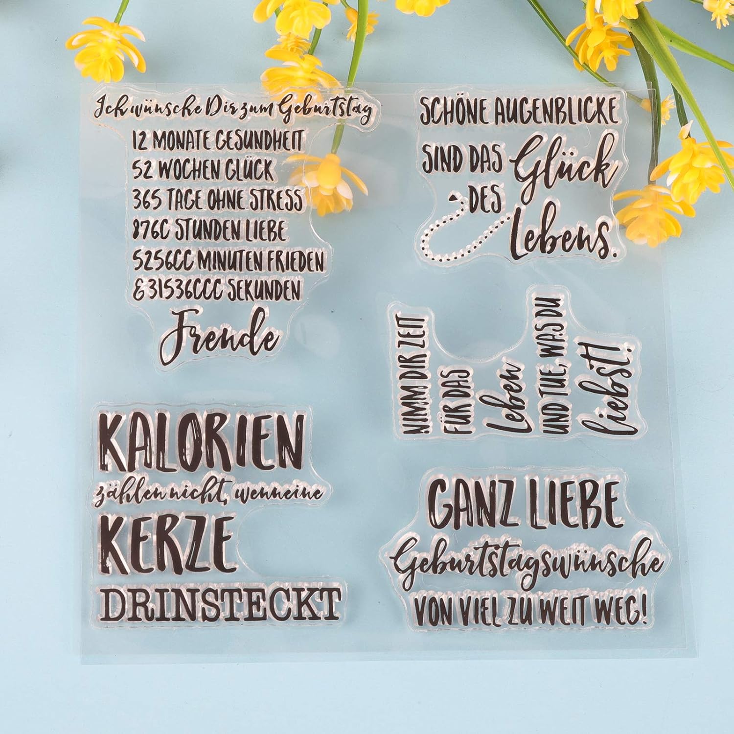 Basteln Malen Handarbeiten Stempel Savacaf Com Eshowee Silikonstempel Deutsche Texte Set 6 Blatter Deutsch Stempel Silikon Set Clear Stamps Fur Diy Bullet Journal Scrapbooking Fotoalbum