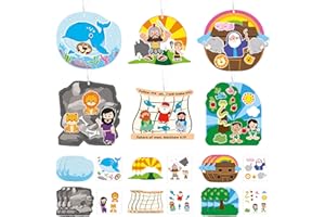 BWKOSS 36Set Religious Sunday School Crafts for Kids Bulk Christian Bible Stories DIY Sticker Hanging Ornament Craft Kit for Classroom VBS Activities Sunday School Church Carnivals Christmas Exchange Gifts