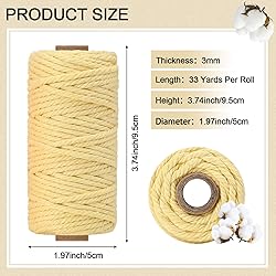 36 Rolls Macrame Cord 3 mm x 1188 Yards Natural