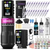 Wormhole Tattoo Gun Kit With 2PCS 2300mAh Batteries for Beginners Artists | 7 Adjustable Stroke Aluminum Alloy Tattoo Pen, Built-in Dot Work Mode Complete Tattoo Kit Professional Tattoo Machine WTK0112
