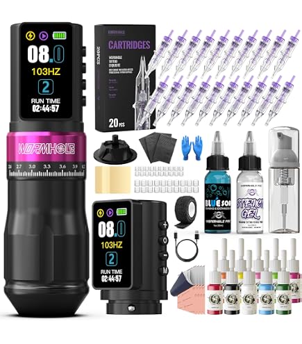 Amazon.com: Dragonhawk L3 Silver Tattoo Pen Machine Kit | Cordless