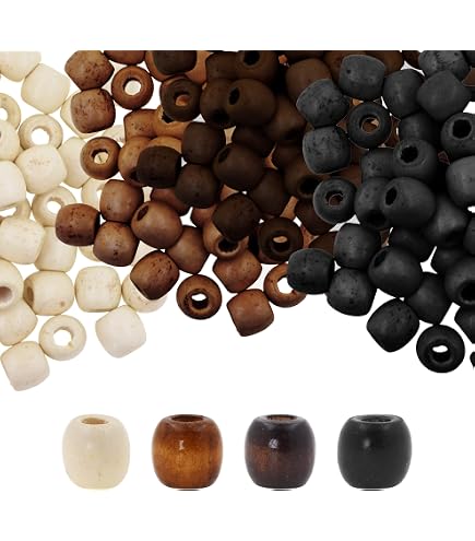 Cuentas Redondas De Madera Negra, 8mm, Agujero Grande - Hilo De 16 Pulgadas Para Manualidades