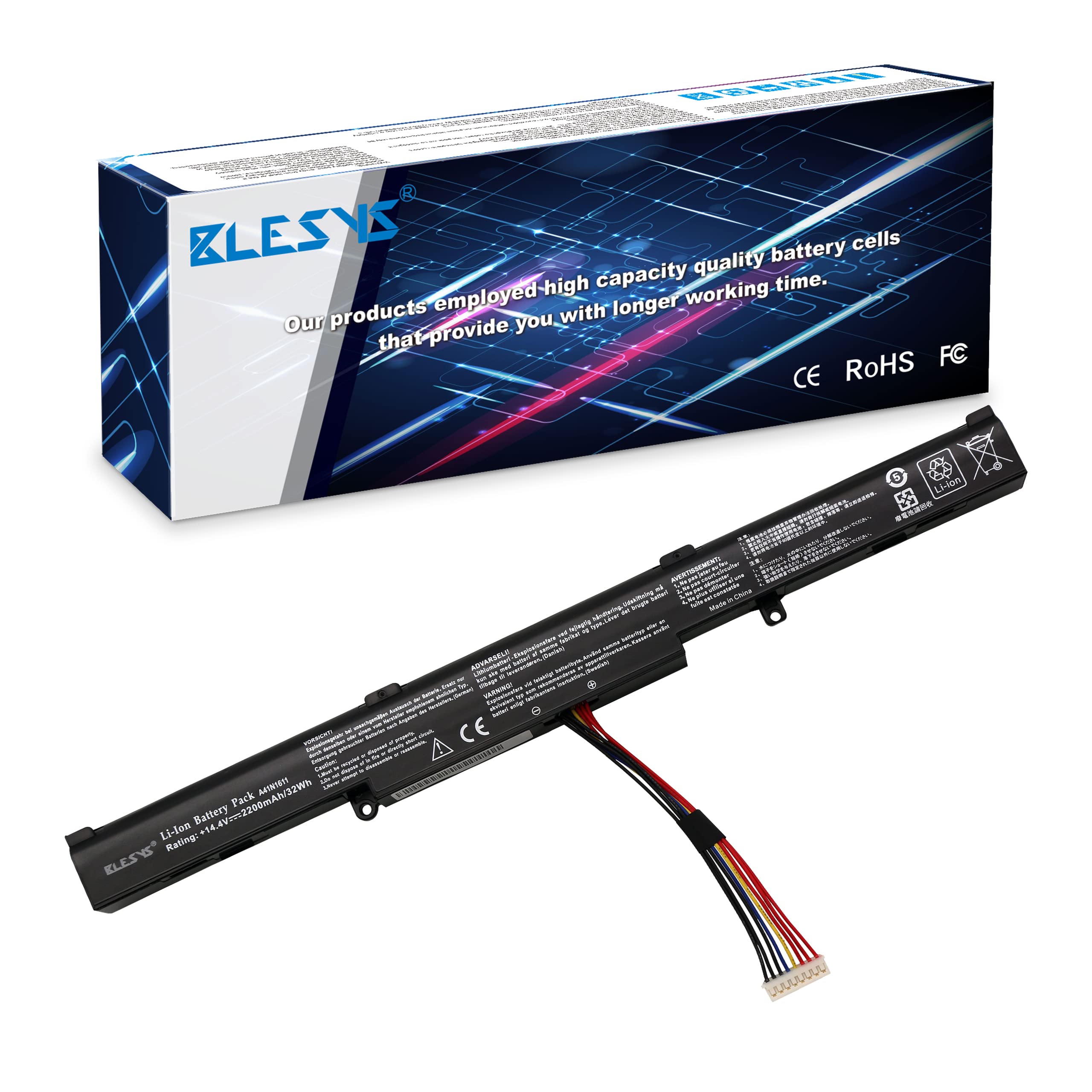 BLESYS A41N1611 A41LK5H Laptop Battery for ASUS GL553V GL553VD GL553VW GL742V GL742VW GL752V GL752VL GL752VW GL753V GL753VD series 14.4V 48Wh