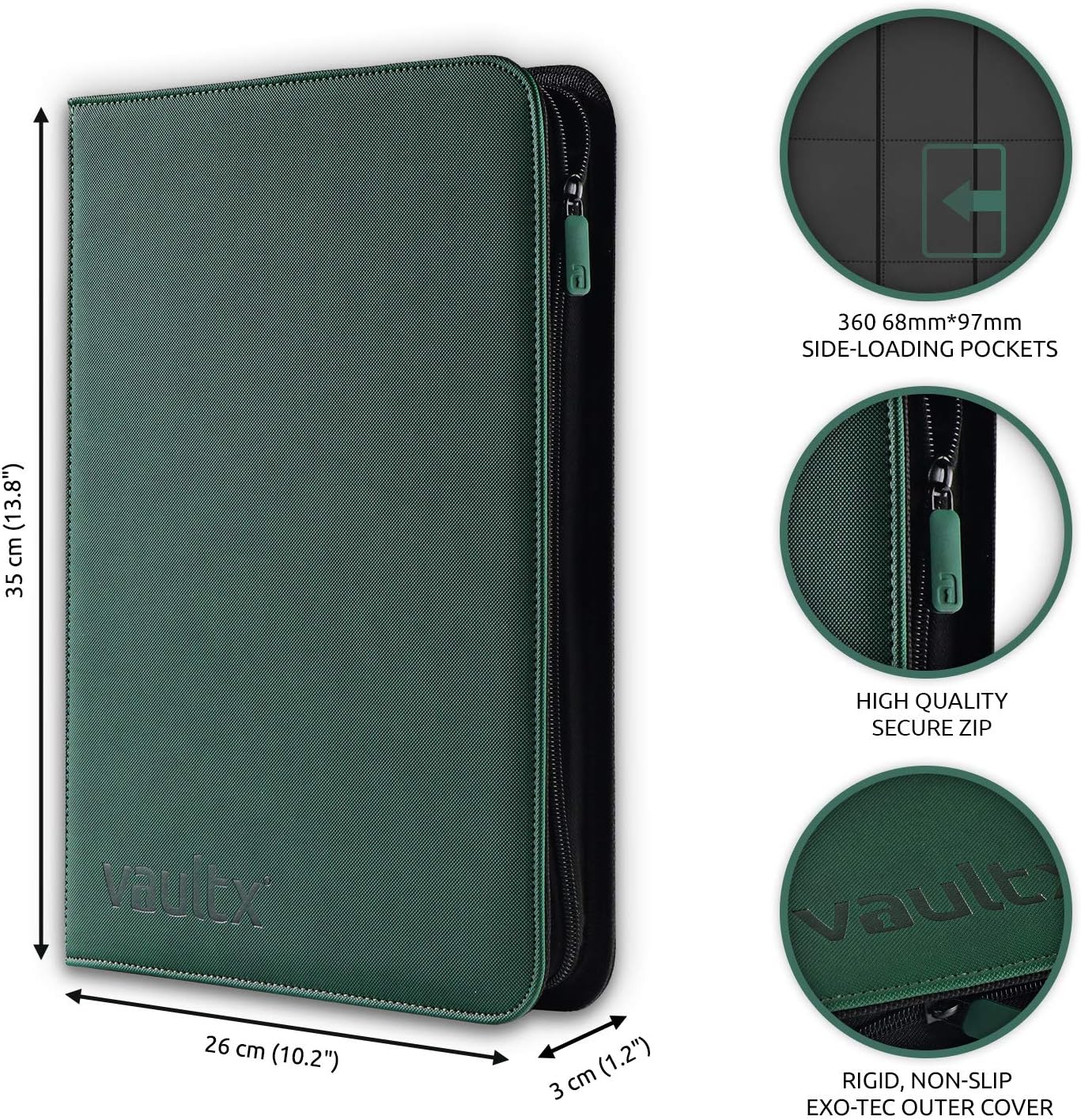 Vault X 9 Pocket Trading Card Zip Binder, 360 Cards, Premium Exo-Tec Album Material, 20 Side-Loading Pages - Image 3