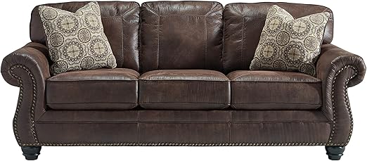 Amazon Com Benchcraft Breville Traditional Faux Leather Sofa