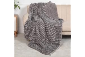 UINIU Sherpa Fleece Weighted Blanket for Adults Twin/Full Size 15lbs, Soft Flannel Heavy Throw Blanket for Relax and Deep Sleep, Warm Fleece 3D Ribbed Weighted Blanket for Couch and Bed, 48" x 72"