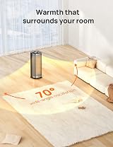 DREO 16 Inch Electric Heater Ceramic 2000W 70° Oscillation 34dB Silver view 6