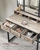 VASAGLE Dressing Table with Folding Mirror 3 Pieces Greige Black RVT004B02 view 4
