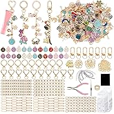 432Pcs Charms Lip Gloss Keychain Making Kit, DIY Craft Supplies with 25 Keychains Clips 25 Extender Chain 175 Charm Jewelry Plier, DIY Keychains Kit, for Keychain Making Supplies DIY Crafts (432Pcs)
