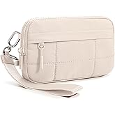 FEIBOON Small Crossbody Bags for Women Nylon Quilted Wristlet RFID Wallets with 4 Zipper Carry All Purse Credit Card Holder