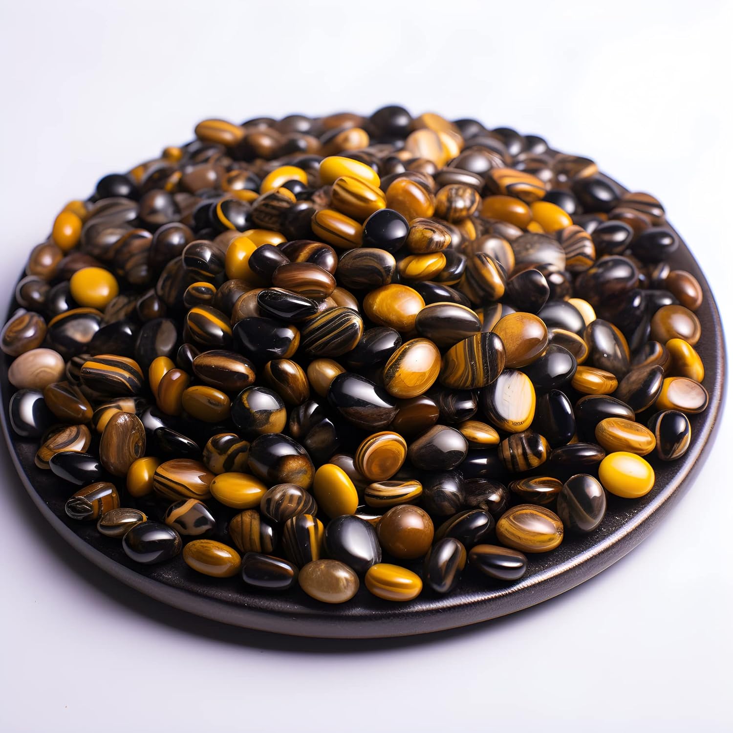 Indoor Fountains & Accessories - SigMntun Polished Tigers Eye Crystal Chips - 10 oz (283g) Tumbled Stone Chips Crushed Sea Glass Stones Healing Reiki Crystal Jewelry Making Home Decoration