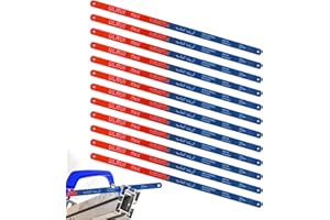 OMASUNB 12 PCS Hacksaw Blades Replacement Sets, 12.4'' High Speed 24 T Hack Saw Blades, Bi-Metal Hss Cutting Blades, Suitable for DIY Enthusiast, Woodworking, Plastic Cutting and Soft - Metal Cutting