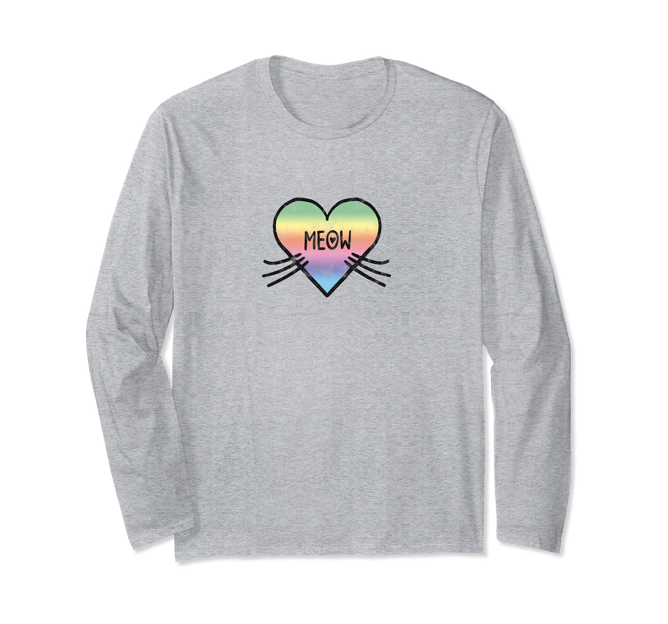 Meow, heart, cat, cat lover, sayings, pet, humor, quotes Long Sleeve T-Shirt