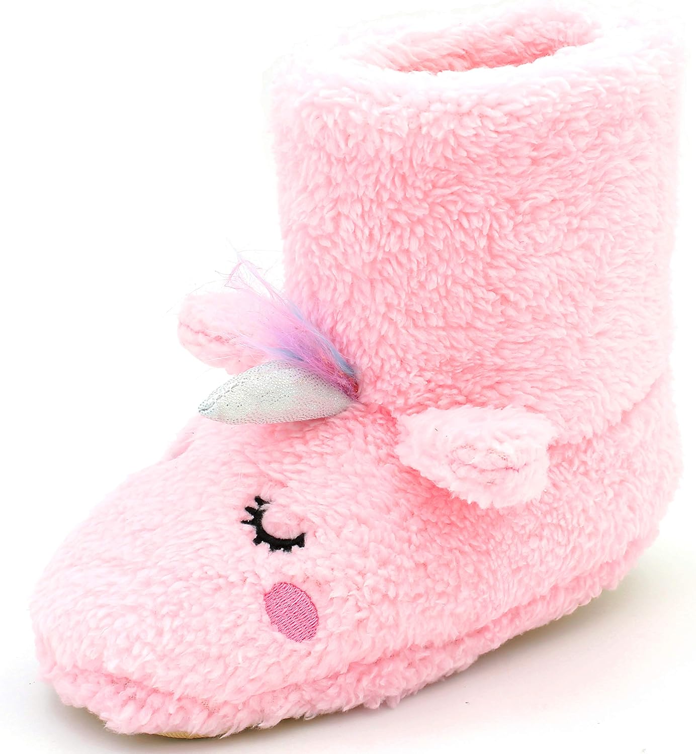 Little Girls Unicorn Faux Fur Slipper Boots Indoor Warm