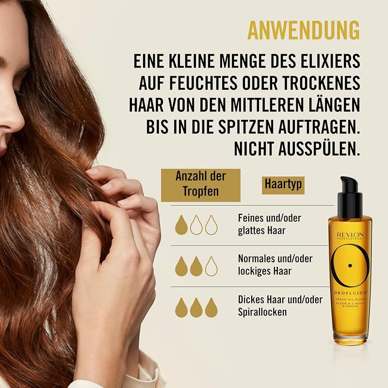 Orofluido Argan Oil Elixir, 85 ml, nährende Leave in Haarpflege mit Arganöl, glättendes Haaröl für geschmeidiges, glänzendes Haar, mit Anti Frizz, vegan