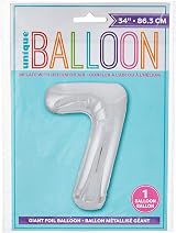 Unique Silver Number 7 Shaped Large Foil Balloon 86cm - 1 Piece view 3