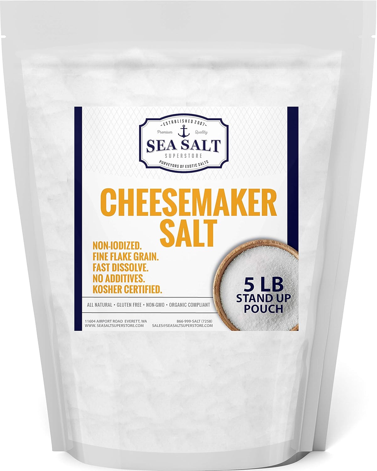 Cheese Sea Salt for Cheesemaking NonIodized, Fine Flaked