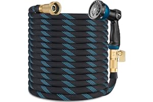 QINGHUAI 100 ft Non-Expandable Garden Hose - Ultra Lightweight,Kink-Free,Flexible Water Hose - No-Knots,Portable,Wear-Resistant, Sturdy Garden Hoses - Extra Strong Brass Connector/Storage Bag for Yard,Lawn