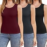 Silicherry 3 Pcs Womens Thermal Tank Tops Fleece Cami Underwear Tops Soft Sleeveless Undershirt Warm Base Layer Vest