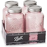 Ball Jar Rose Vintage Regular Mouth Pint Canning Jars, 4-Pack, 16 oz