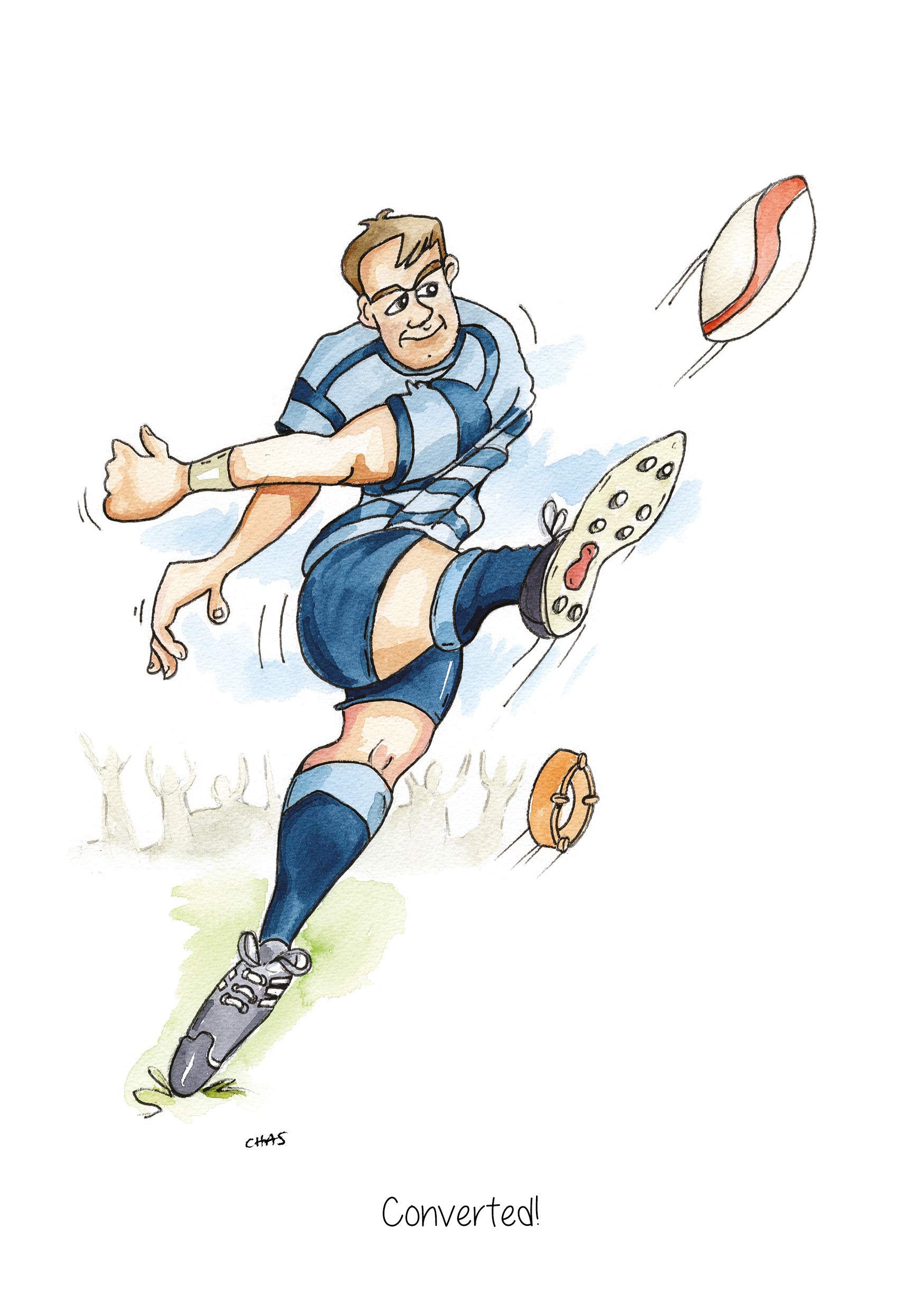 Farm Cottage Brands A5 Rugby Greeting card 'Converted' for thank you's, invitations, birthdays etc. Blank inside for your own message and supplied cellophane wrapped with an envelope (AC51)