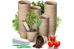 100-Pack 2 Inch Peat Pots for Seedling with Plant Labels, Biodegradable Seed Starter Pots, Plant Cups with Mini Seedling Tool