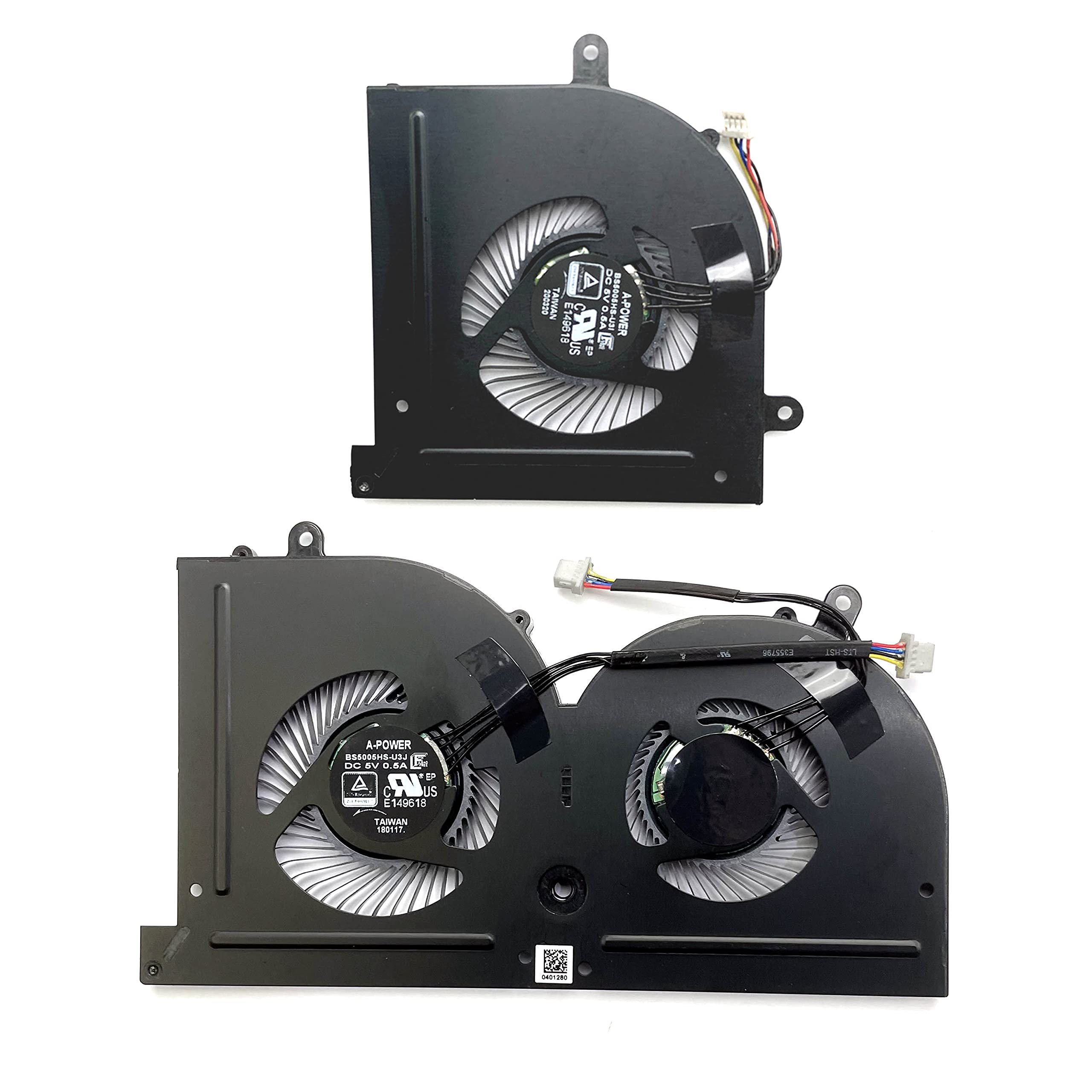 Photo 1 of Replacement CPU+GPU Cooling Fan for MSI Stealth Pro GS63 GS63VR GS73 GS73VR 6RF 7RF Black Fan BS5005HS-U3I BS5005HS-U3J Pair Fans