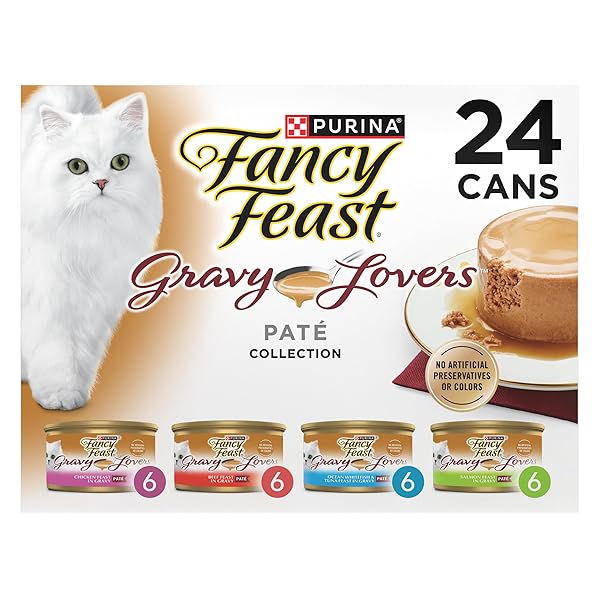 FANCY FEAST PURINA GRAVY LOVERS VARIETY PACK FEAST PATE IN WET CAT FOOD GRAVY – (PACK OF 1) 4.5 LB. BOXES