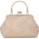 Vintage Embroidery Lace Floral Clutch Purse for Women Formal Evening Bag Kiss Lock Handbag Wedding Cocktail Party Purse | Vintage, Embroidery, Lace, Floral, Formal, Kiss Lock