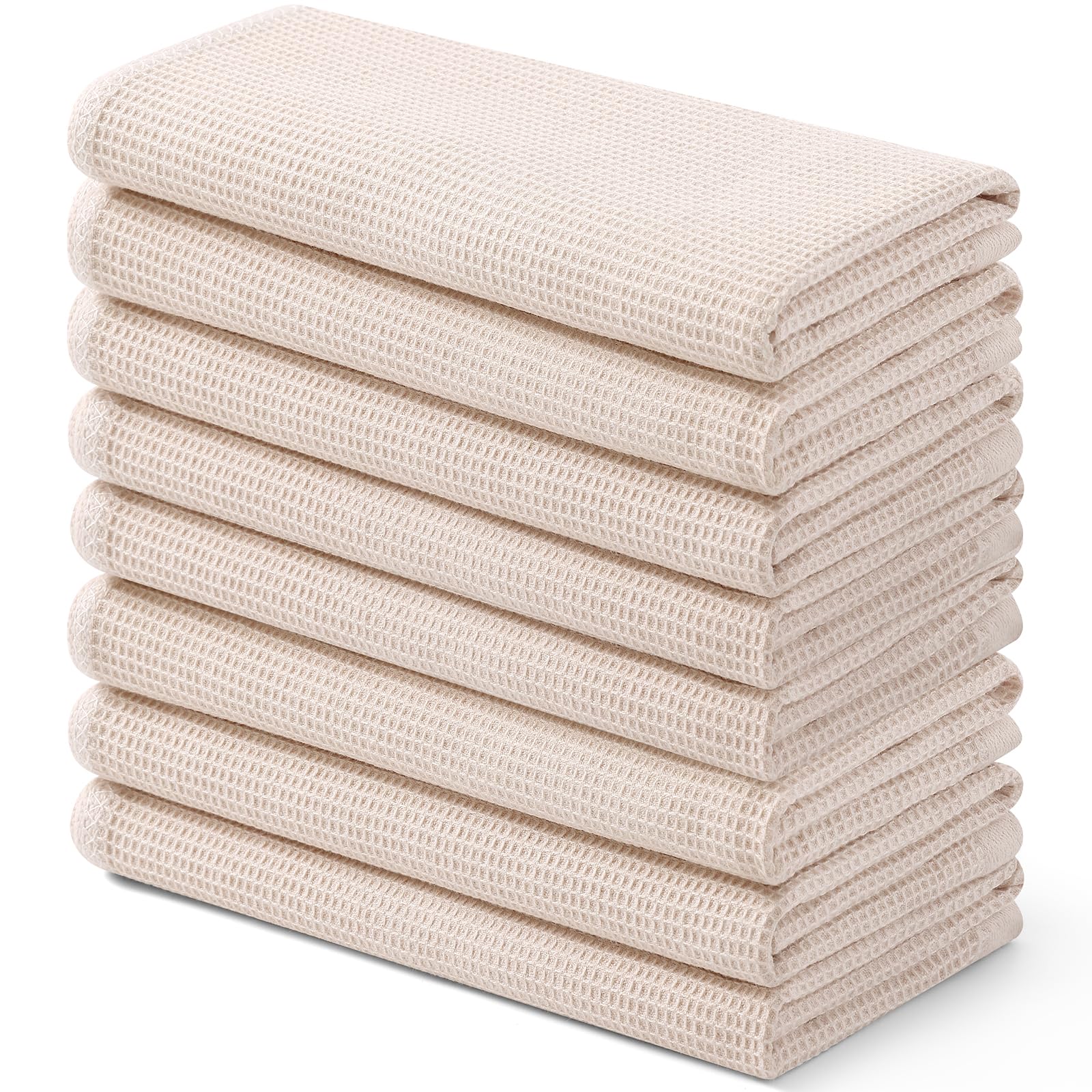 Photo 1 of Homaxy 100% Cotton Waffle Weave Kitchen Towels - 8 Pack Soft and Absorbent Dish Towels - 16 x 26 Inches Quick Dry Hand Towels - Beige