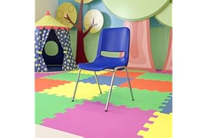 EMMA + OLIVER Navy Ergonomic Shell Stack Chair with Chrome Frame and 18" H Seat