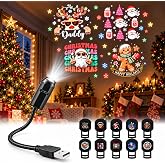 Plug and Play Hd Christmas Projector with 10 Festive Scenes, 5D Holographic Night Light Projector, 360&deg; Flexible Neck, USB Powered, Interchangeable Theme Discs, for Bedroom, Home Theater, Car, Travel