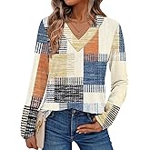 Dealmore Long Sleeve Shirts for Women Tops Spring Teacher Outfits T Shirt V Neck Top Colorful Basic Tees Tshirt Blouses