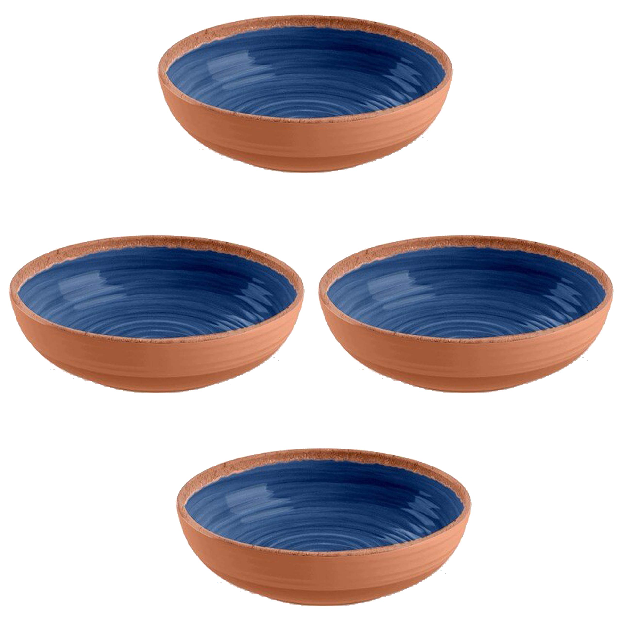 Auntie Morags Rustic Swirl Indigo Melamine Bowl Set (4)