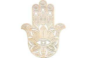 FOURTH LEVEL MANUFACTURING Fourth Level MFG 14" Hamsa, Sacred Geometry Wood Wall Art, Zen Home Decor for Yoga and Meditation, Chakra Crystal Grid Board, Good Energy Spiritual Altar Decoration, Evil Eye Protection