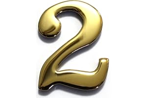 2" Solid Brass Mailbox Number #2 / Better Box Mailboxes Two Inch Tall Numbers with 3M Peel and Stick Auto Grade Adhesive - Clear Coat Sealed Weatherproof BN2