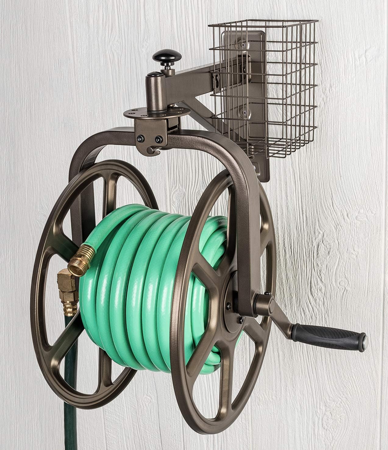 Liberty Garden 712 Single Arm Navigator Multi-Directional Garden Hose Reel, Holds 125-Feet of, 5/8-Inch, Bronze : Garden & Outdoor