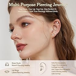 3 Pairs 6 Pcs 14K Gold 16G Threadless Nose