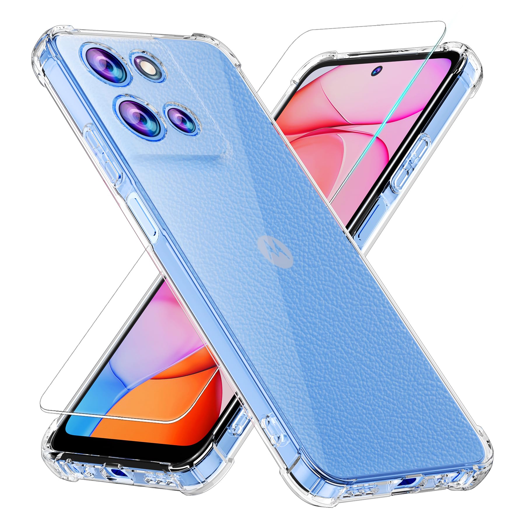 GSDCB Phone Case for Motorola Moto G Play 2026, Moto G 2026, Moto G 2025 with Tempered Glass Screen Protector, Soft Flexible TPU Slim Fit Shockproof Phone Cover for Women Men Girls Boys (Clear)
