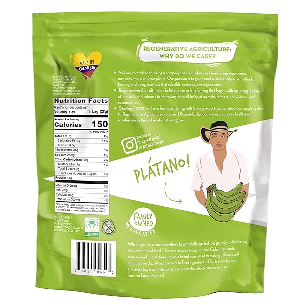 ARTISAN TROPIC PLANTAIN STRIPS SEA SALT – 6 PACK, 1OZ – VEGAN, PALEO, GLUTEN FREE CHIPS – INDIVIDUAL BAGS HEALTHY SNACKS FOR SCHOOL, GYM, KIDS – WHOLE 30 APPROVED FOODS BAKED BANANA CHIPS
