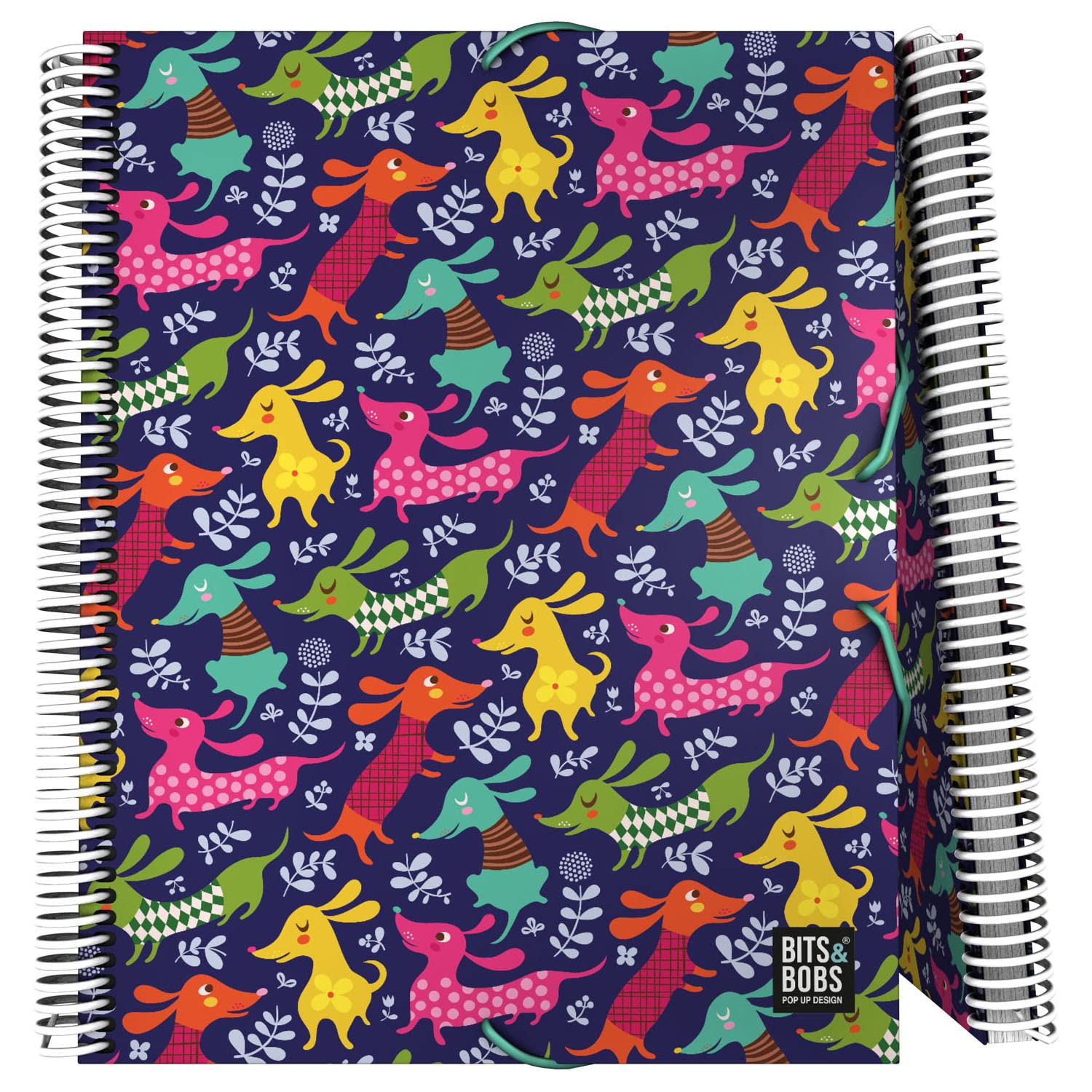 Grafoplás | Portfolio with Sleeves | Spiral | A4 | 30 Transparent Liners | Polypropylene Flexible Caps | Includes Zipper Envelope | Dogs Party, Bits&Bobs Pop Up Design