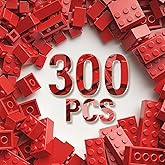 300 Piece Building Bricks Bulk, 6 Size Classic Mixed Building Block Set, Compatible with Lego and Major Brands, Suitable for Boys and Girls Over 6 Years Old (Red)