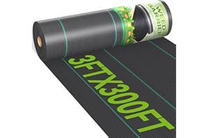 iropro 3ftx300ft Weed Barrier Landscape 3.2oz Fabric Heavy Duty, Woven Weed Control Cloth, Woven Geotextile Fabric for Underlayment, Gardening Ground, Commercial Driveway Weed Block Cover Mat
