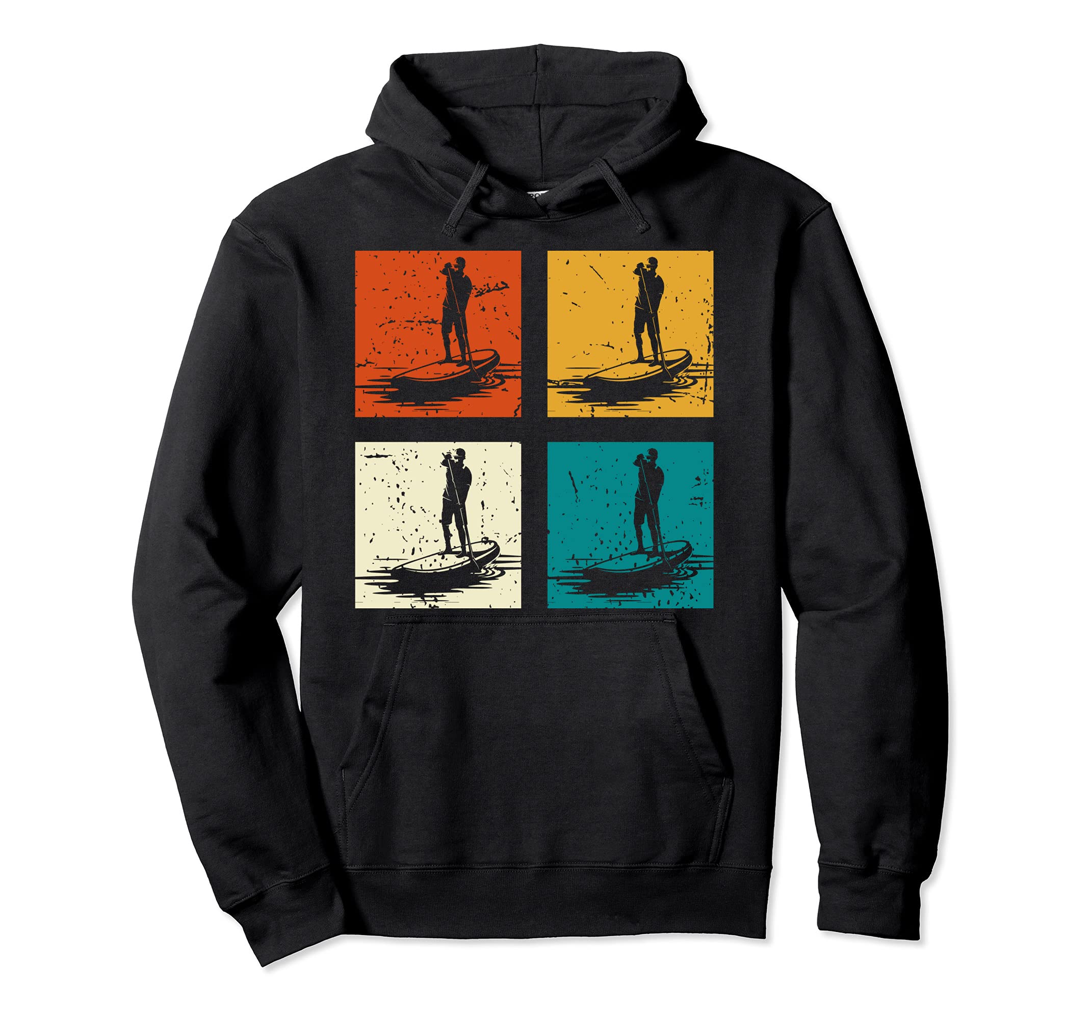 Outdoor Sports Paddleboarder Stand Up Paddling Pop Art SUP Pullover Hoodie